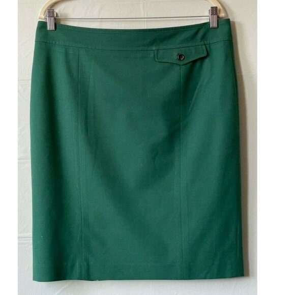 Pink Tartan Pencil Skirt 12 Wool Blend Green 90s Short Lined Tailored Office - Picture 6 of 6